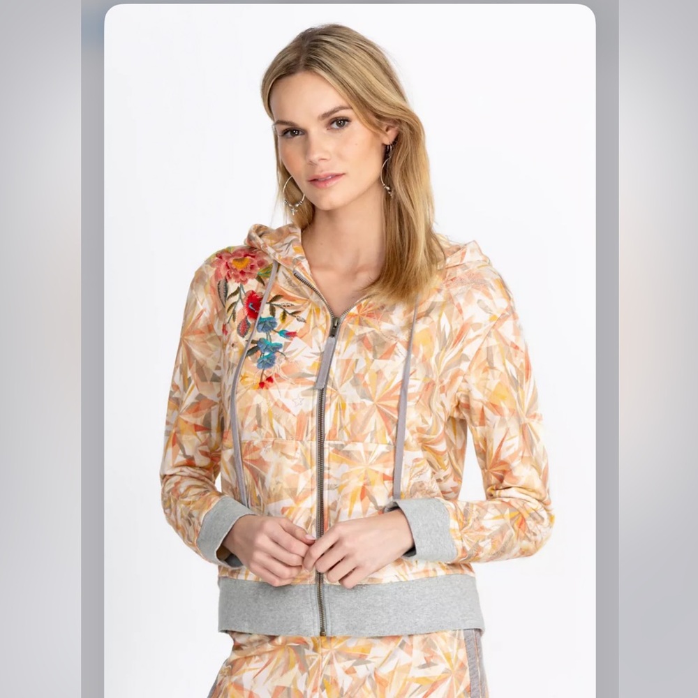 Johnny Was Kaleidoscope Sorbet Modern Zip Up Hoodie M NWT - Picture 2 of 9